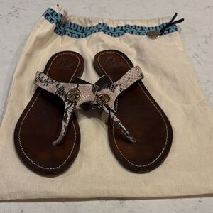 Tory Burch Snakeskin Sandals - Brown and Cream, Sz 8.5